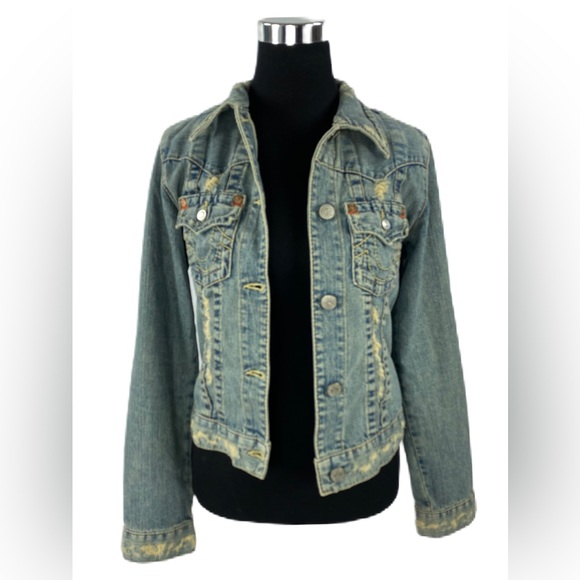 SOLD 😁 True Religion Distressed Denim Jacket - Picture 2 of 12